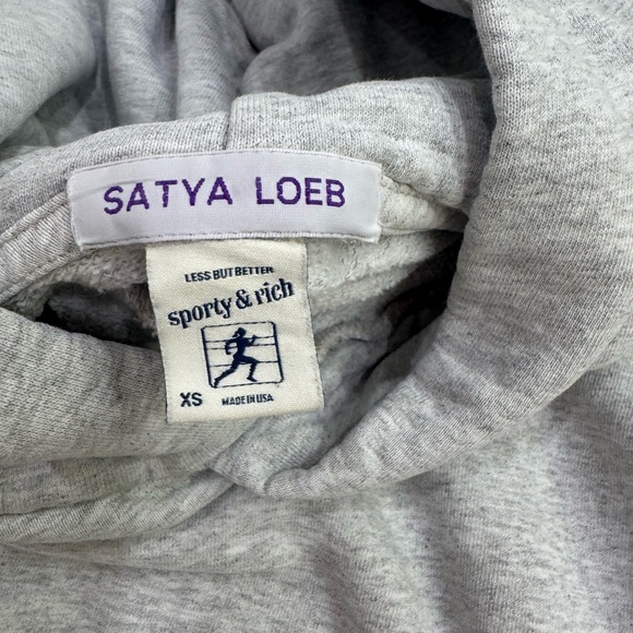 SPORTY & RICH New Health Melange Hoodie Heather Gray Ocean Size XS VGUC - Picture 5 of 8